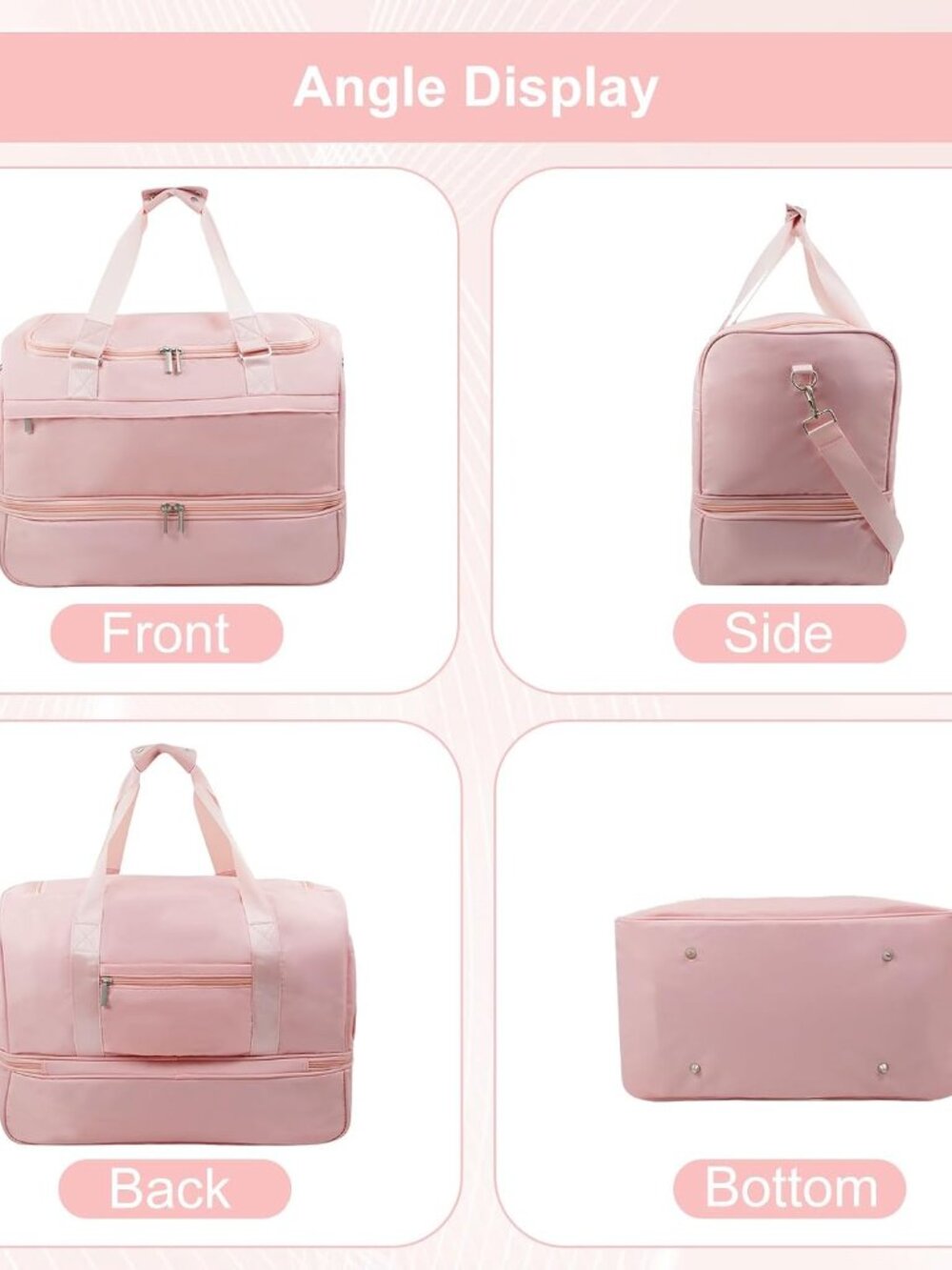 Travel Duffle Bag for Women, Carry-On Weekender with Shoe Compartment - Picture 8 of 9